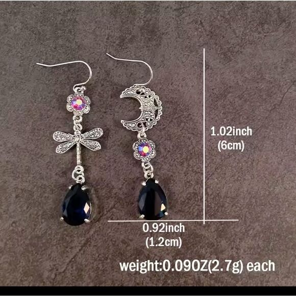 Earrings Women's Moon Dragonfly Teardrop Dangle New f9 - Picture 3 of 3